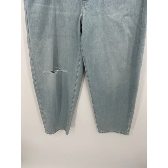 Oak & Acorn Jeans Women 34 Light Wash Loose Fit Organic Cotton Ankle High Rise - Picture 3 of 9